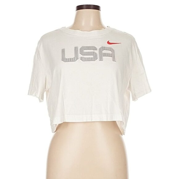 Nike Tops - The Nike Tee Women's USA Crop Top White Size Large Short Sleeve T-Shirt